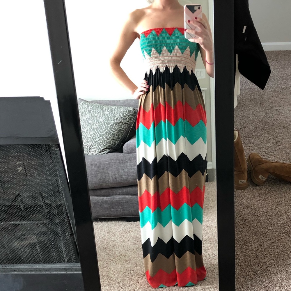 Multicolor chevron maxi dress